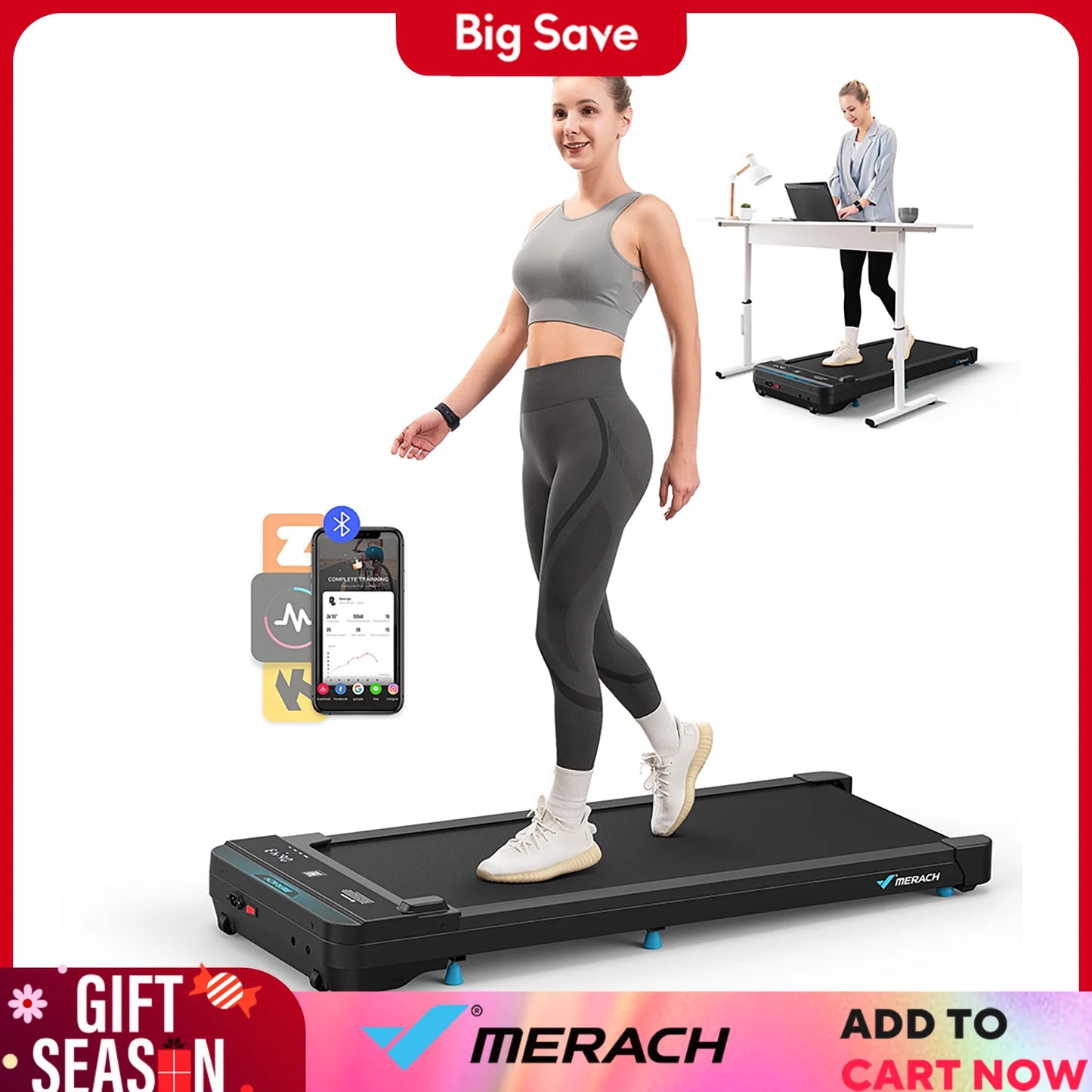 MERACH Portable Under-Desk Mini Treadmill