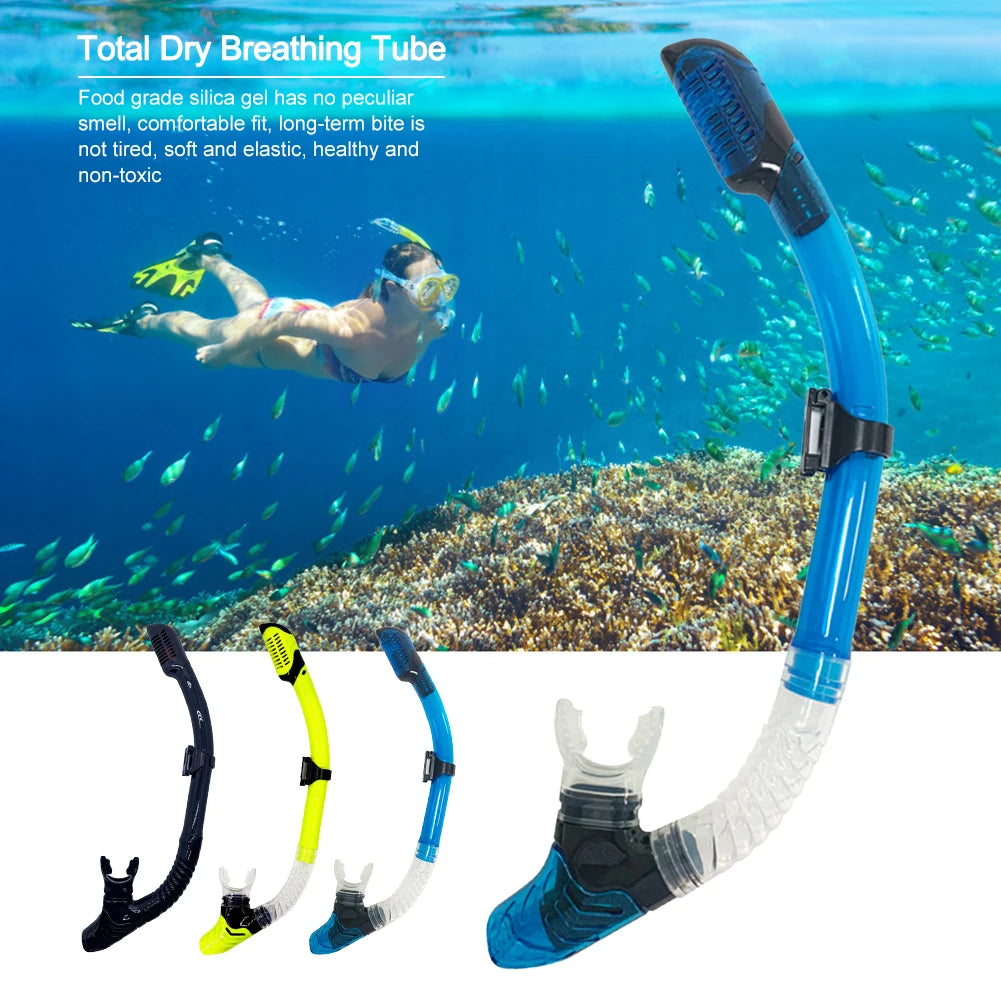 Full Dry Silicone Snorkel with Flexible Mouthpiece