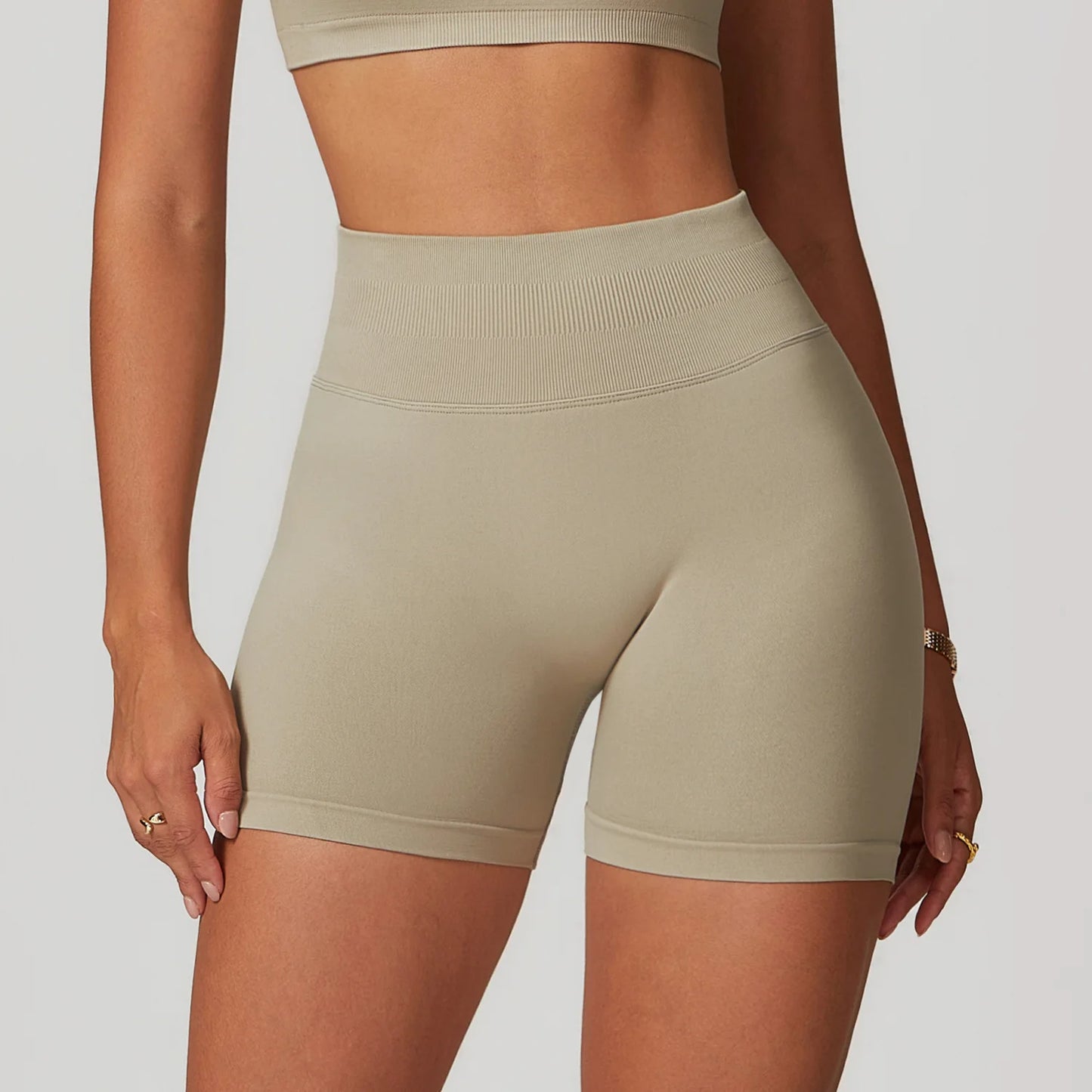 Women’s Ribbed High-Waist Push-Up Yoga Shorts