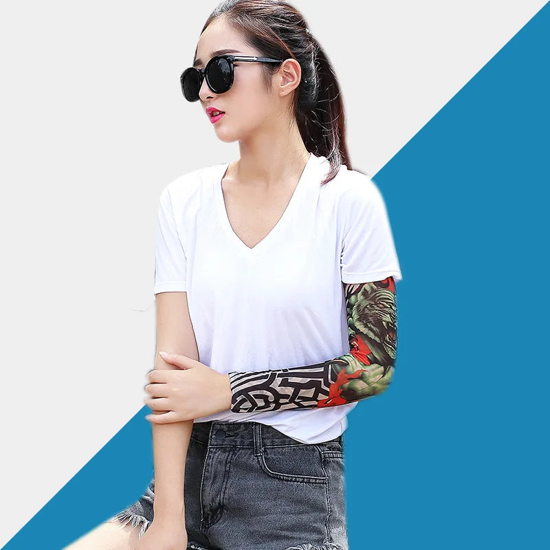 Tattoo Print UV Protection Arm Sleeves – Cooling & Quick-Dry (Unisex)