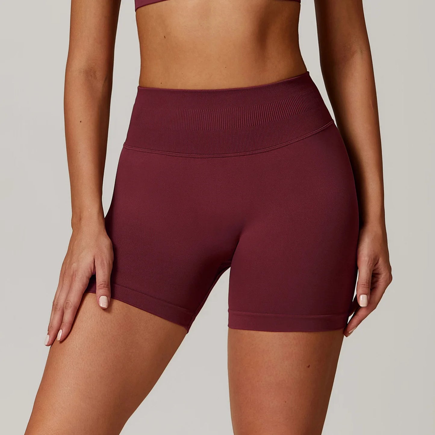 Women’s Ribbed High-Waist Push-Up Yoga Shorts