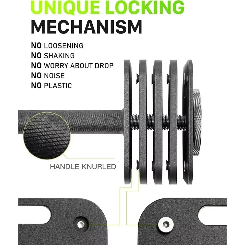 Adjustable 10-50lb Quick-Lock Dumbbell Set (Pair)