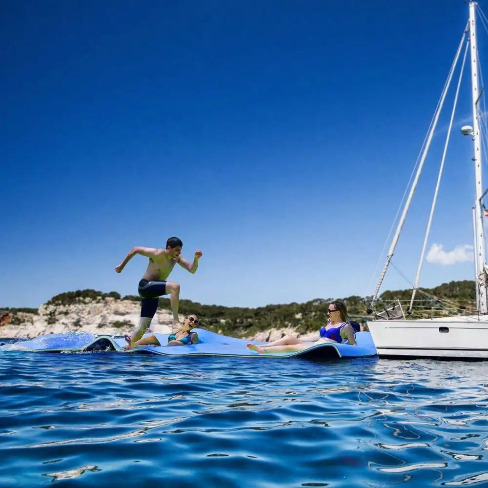 3-Layer Floating Water Pad 12' x 6' Floating Oasis Foam Mat Blue