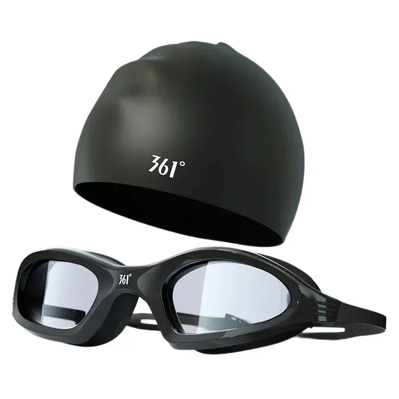 Pro Swim Goggles & Silicone Cap Set – Anti-Fog & Waterproof