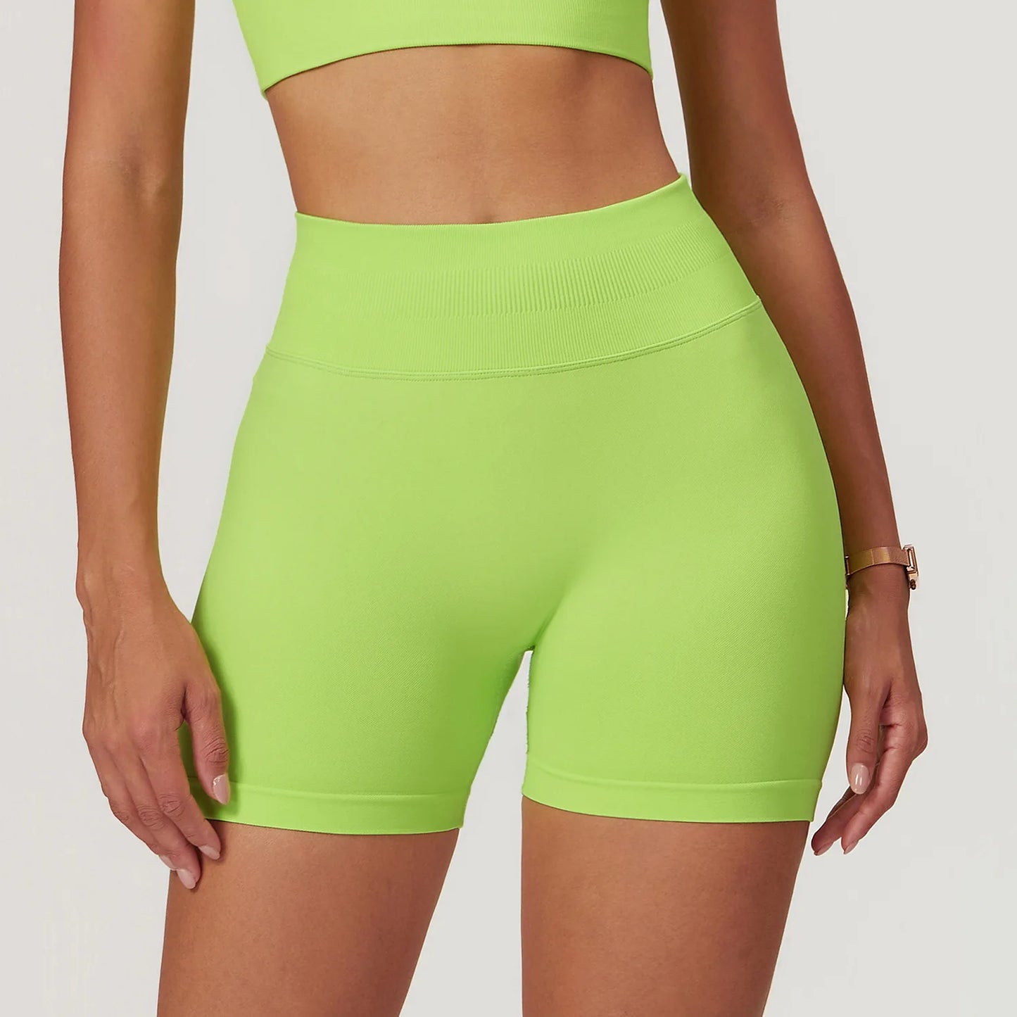 Women’s Ribbed High-Waist Push-Up Yoga Shorts
