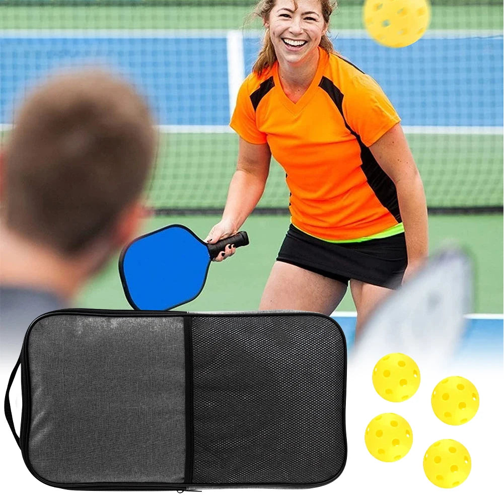 Waterproof Pickleball Paddle Storage Bag with Ball Holder