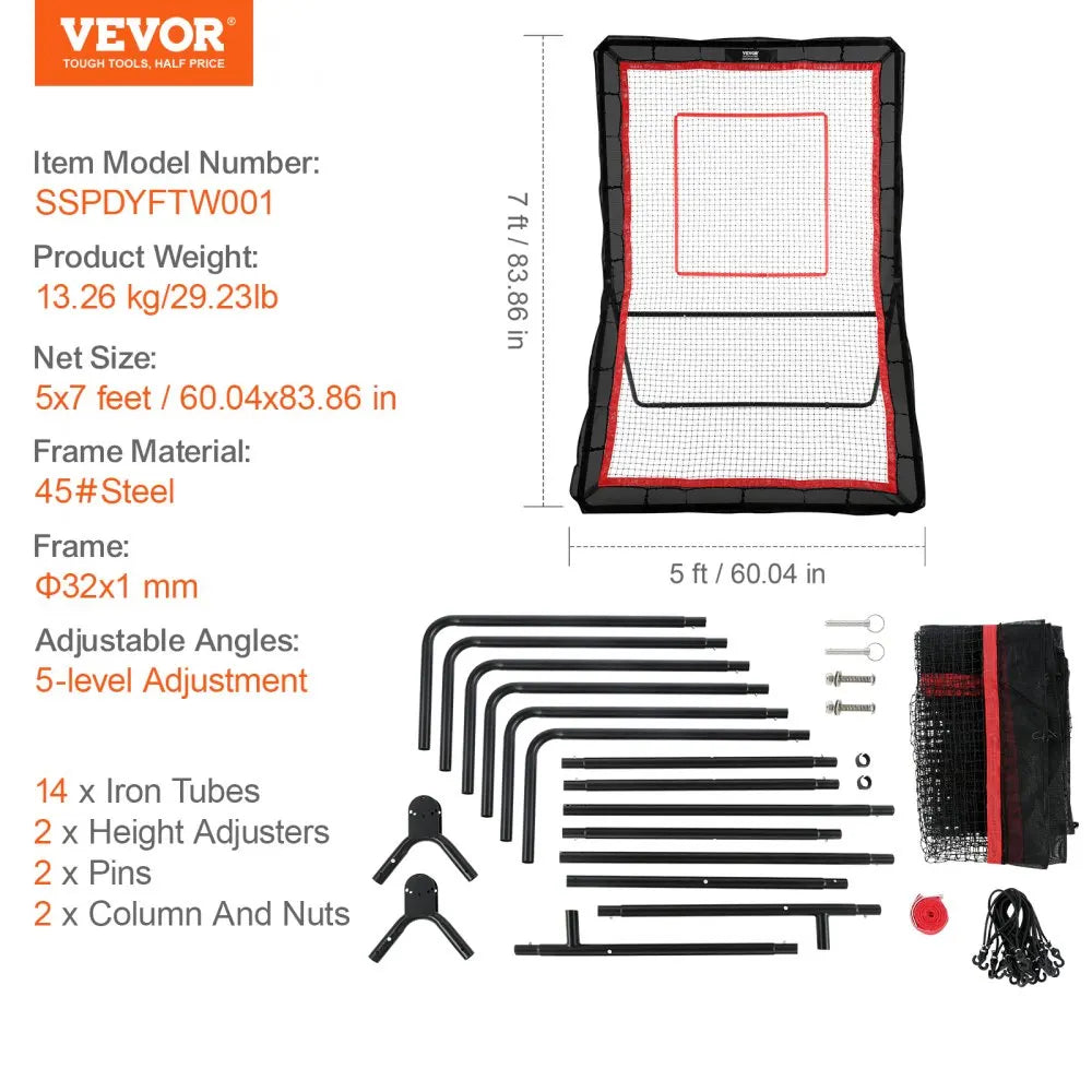 VEVOR 4x7 ft Multi-Sport Rebounder Net with Adjustable Angles