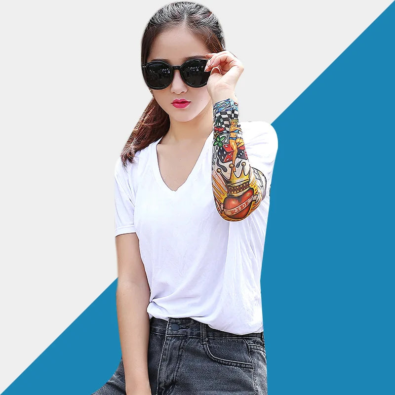 Tattoo Print UV Protection Arm Sleeves – Cooling & Quick-Dry (Unisex)