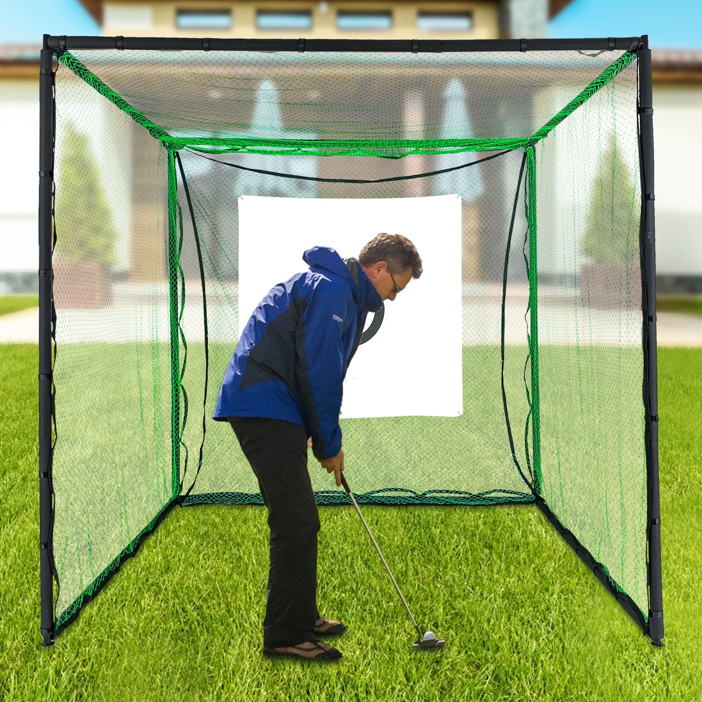 2.5M Golf Practice Net with Hitting Mat & Chipping Cage