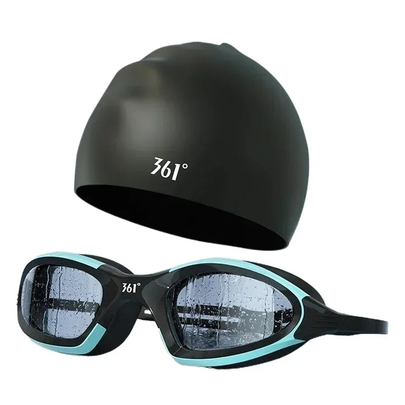 Pro Swim Goggles & Silicone Cap Set – Anti-Fog & Waterproof
