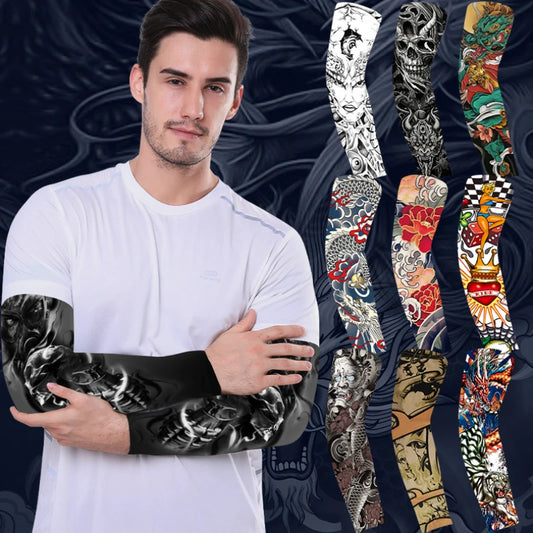 Tattoo Print UV Protection Arm Sleeves – Cooling & Quick-Dry (Unisex)
