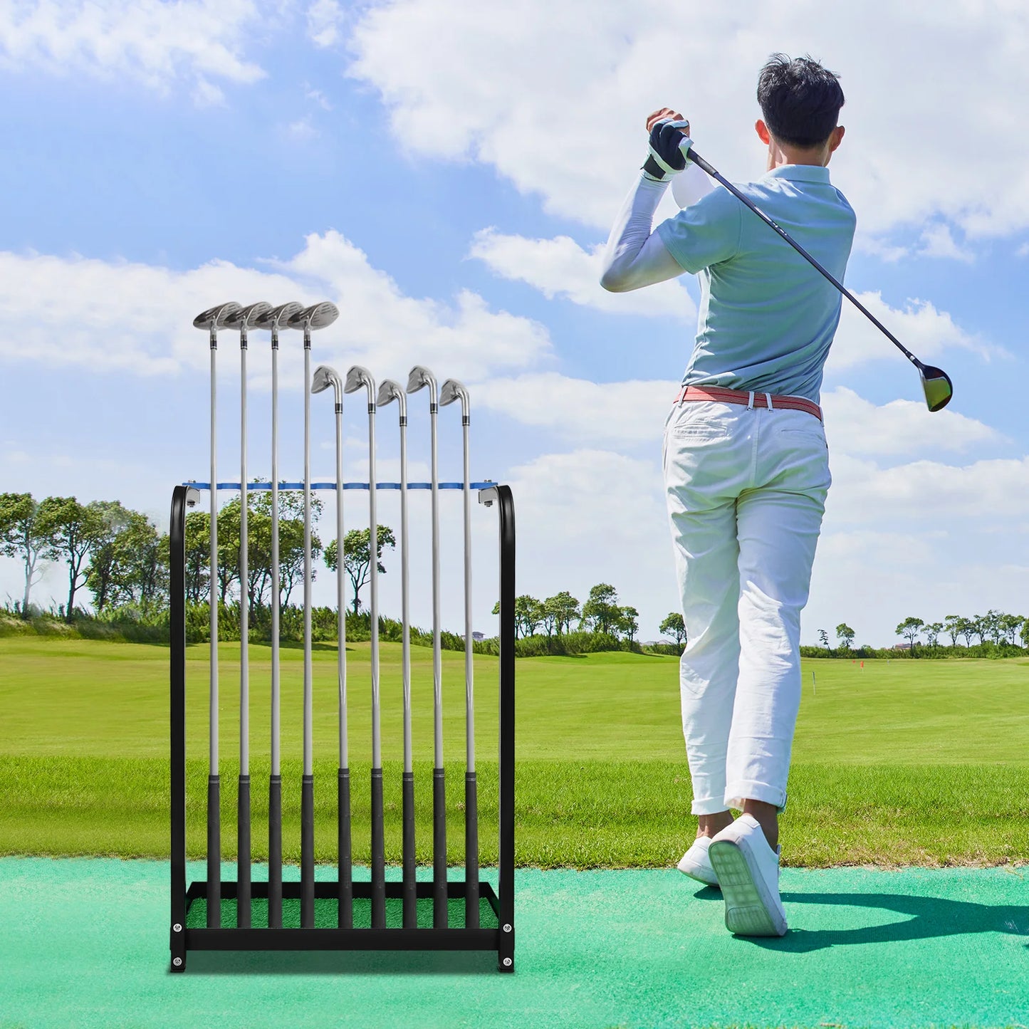 Metal Acrylic 9-Groove Golf Club Display Rack – 50x72cm