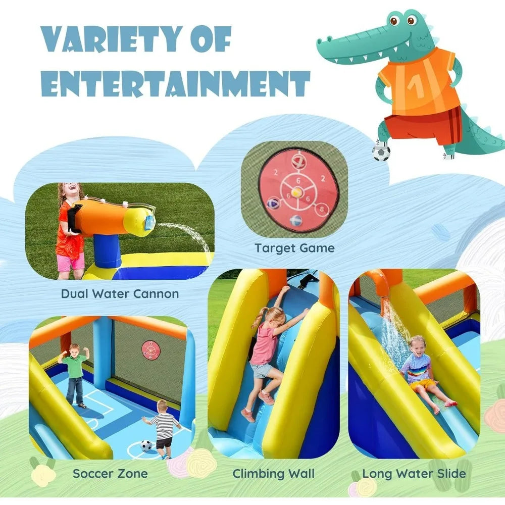 Inflatable Water Slide 15x16.5FT Mega Water Soccer Waterslide Park with Big Splash Pool