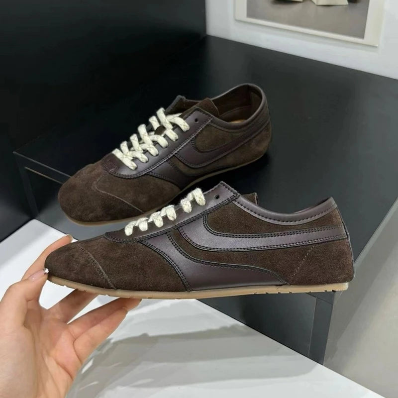 2025 Women’s German Trainer Sneakers – Retro Leather Lace-Up
