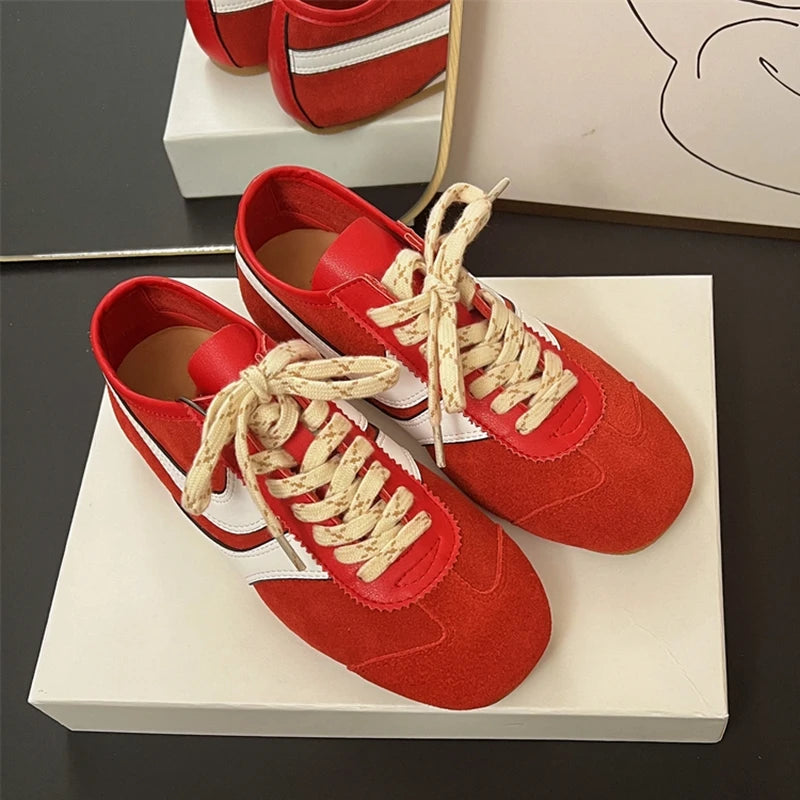 2025 Women’s German Trainer Sneakers – Retro Leather Lace-Up