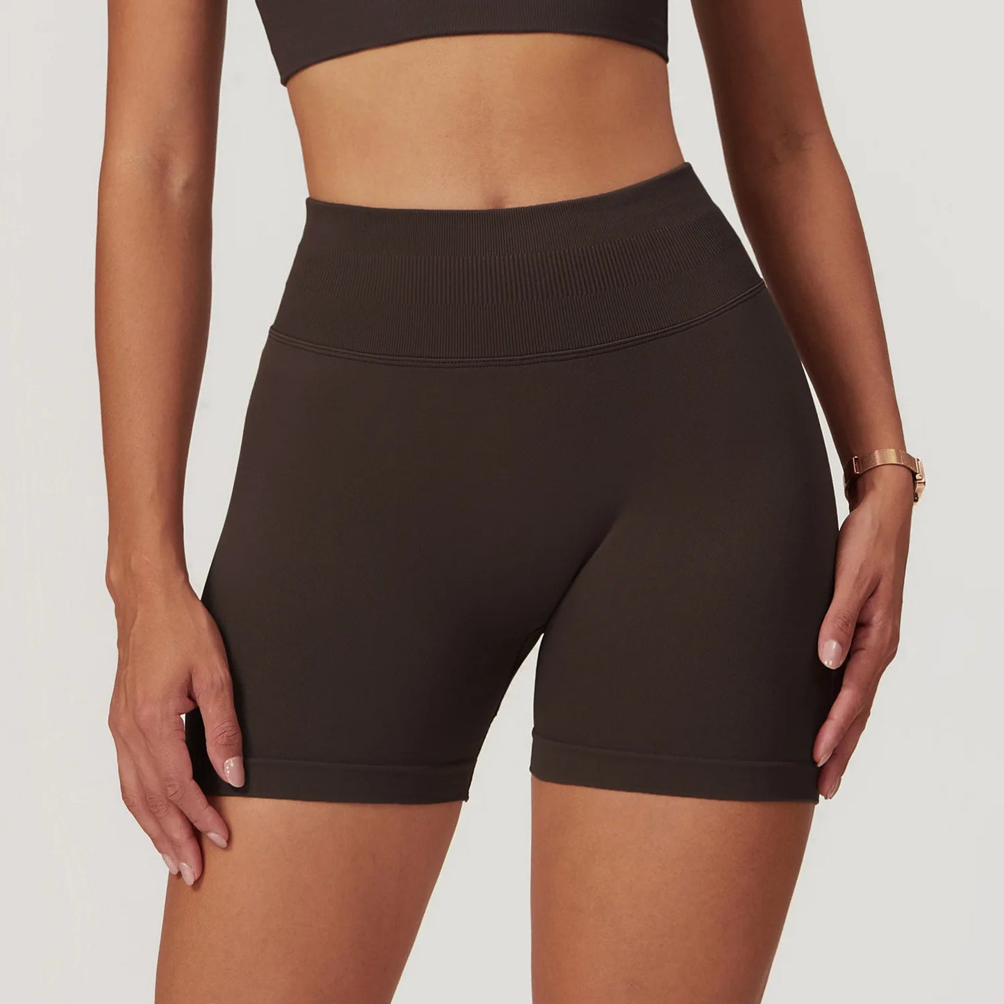 Women’s Ribbed High-Waist Push-Up Yoga Shorts