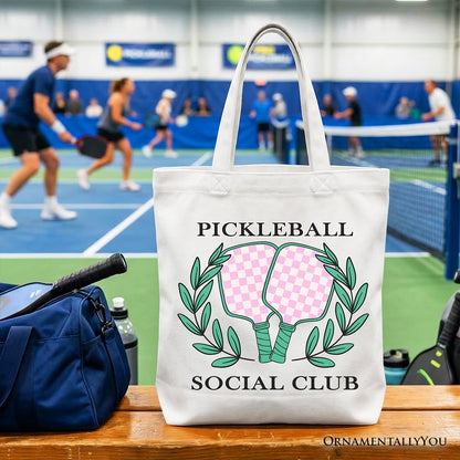 Pickleball Social Club Tote Bag, Cute Retro Girly Sporty Gift Shopper