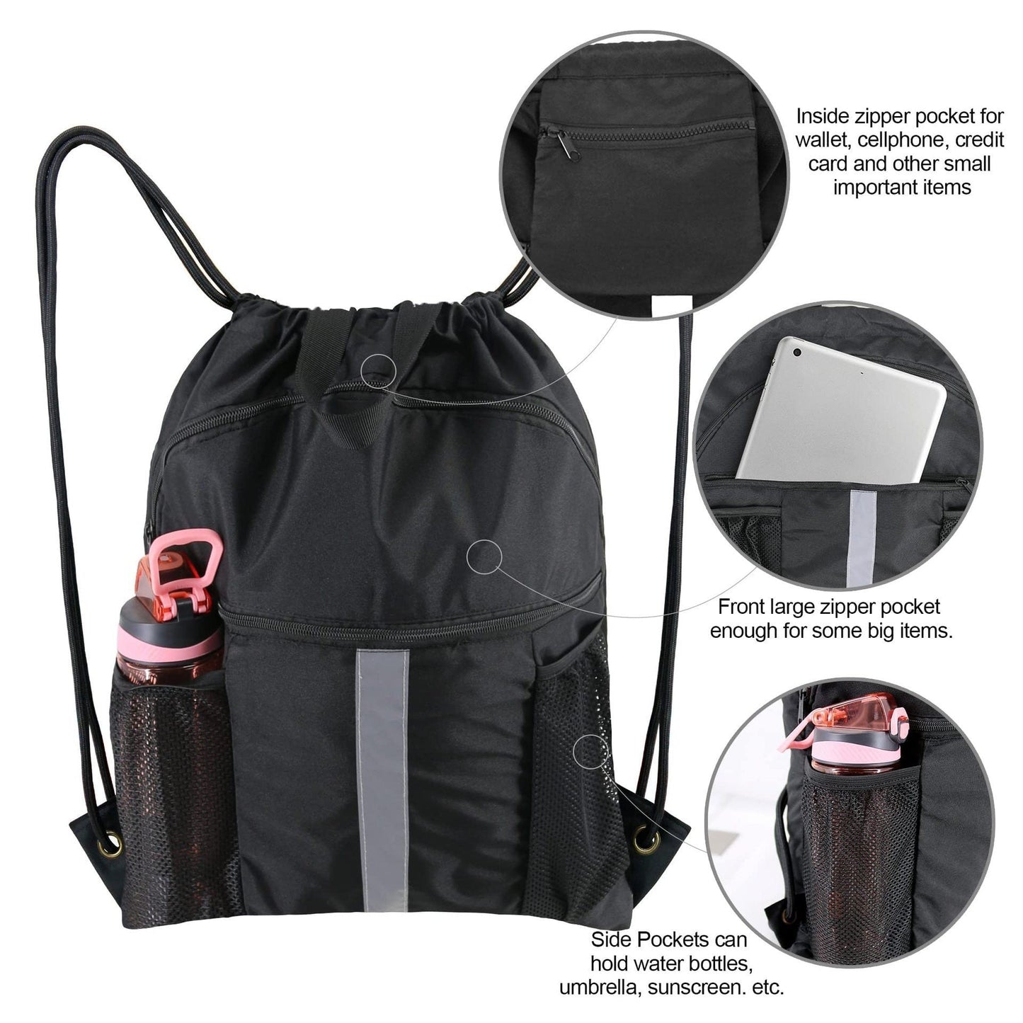 Multi-Sport Drawstring Backpack with Shoe Compartment
