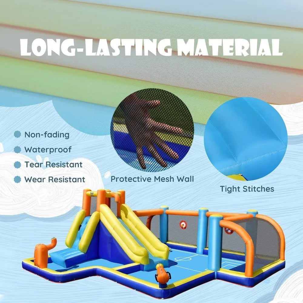 Inflatable Water Slide 15x16.5FT Mega Water Soccer Waterslide Park with Big Splash Pool