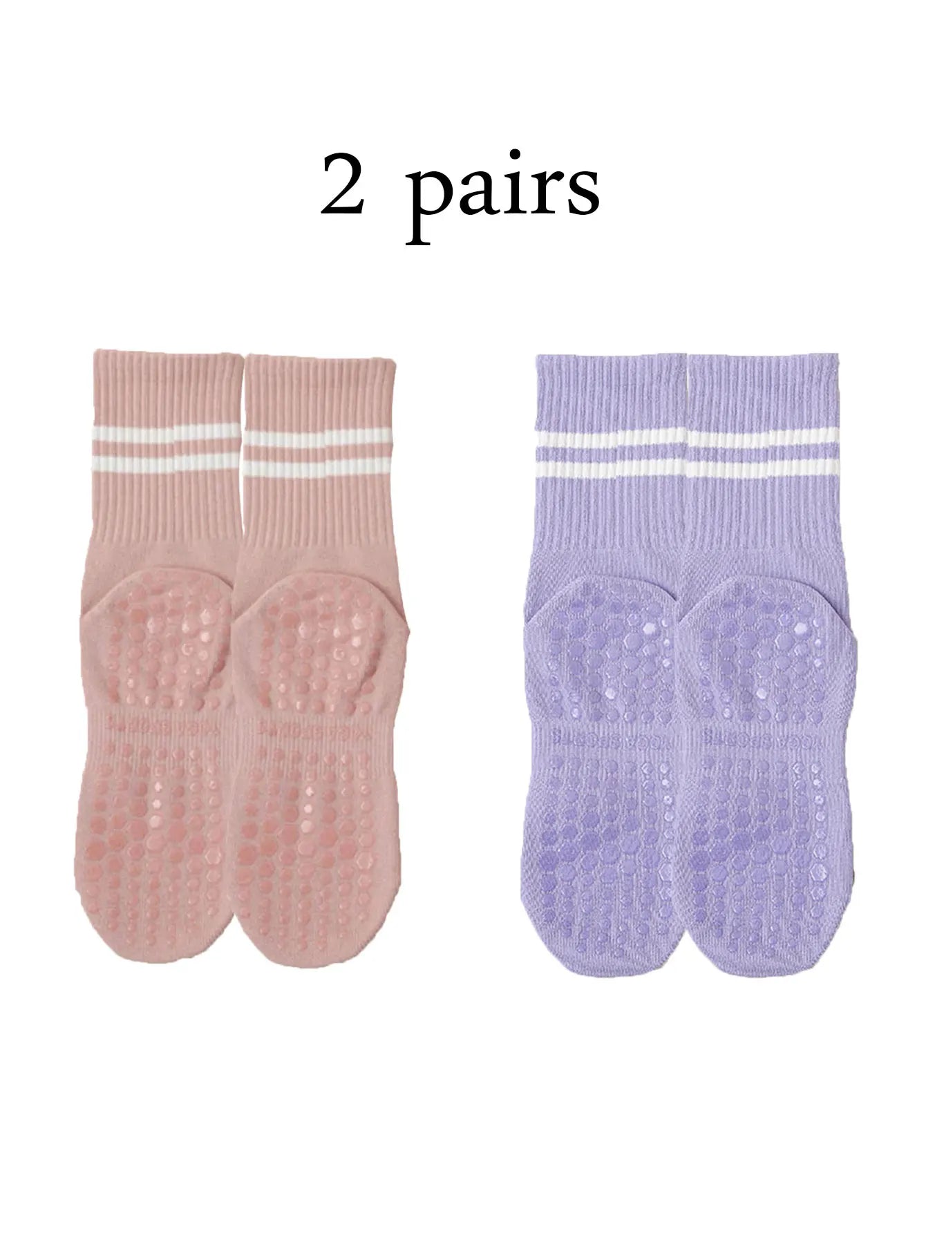 Women’s Non-Slip Pilates & Yoga Socks – 4 Pairs
