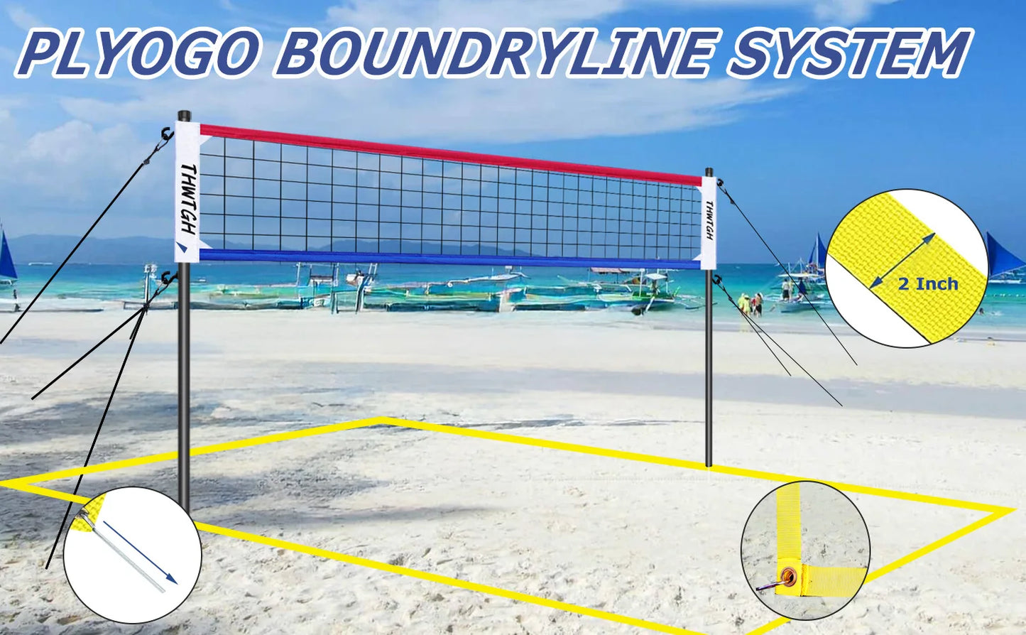 Portable Outdoor Volleyball Net Set with Adjustable Aluminum Poles