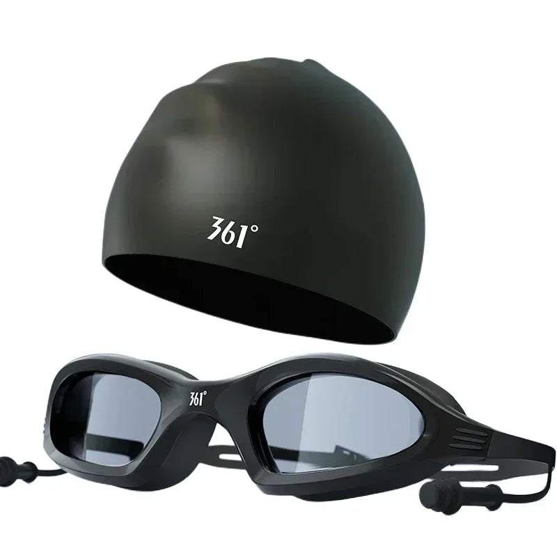 Pro Swim Goggles & Silicone Cap Set – Anti-Fog & Waterproof