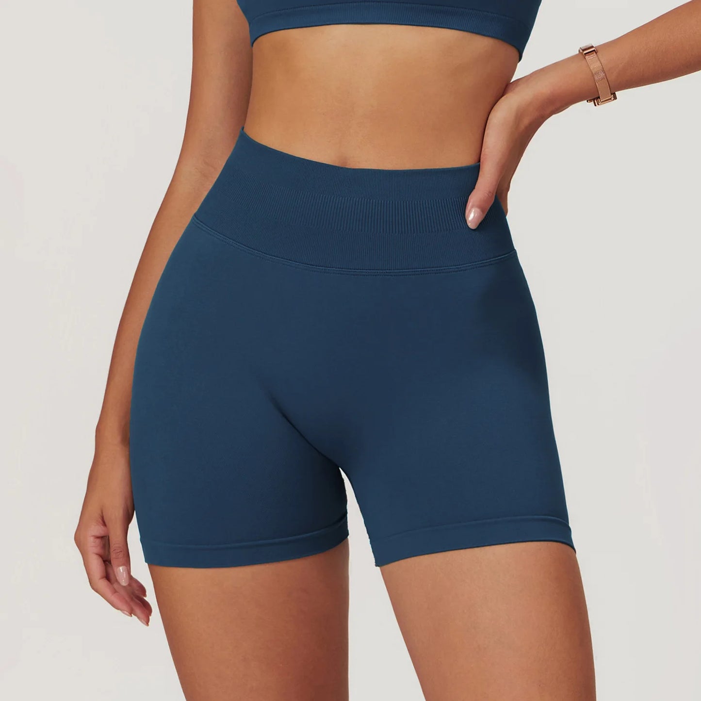 Women’s Ribbed High-Waist Push-Up Yoga Shorts