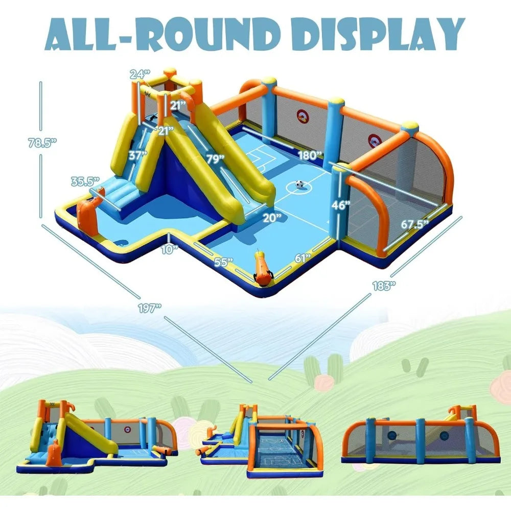 Inflatable Water Slide 15x16.5FT Mega Water Soccer Waterslide Park with Big Splash Pool