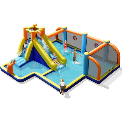 Inflatable Water Slide 15x16.5FT Mega Water Soccer Waterslide Park with Big Splash Pool