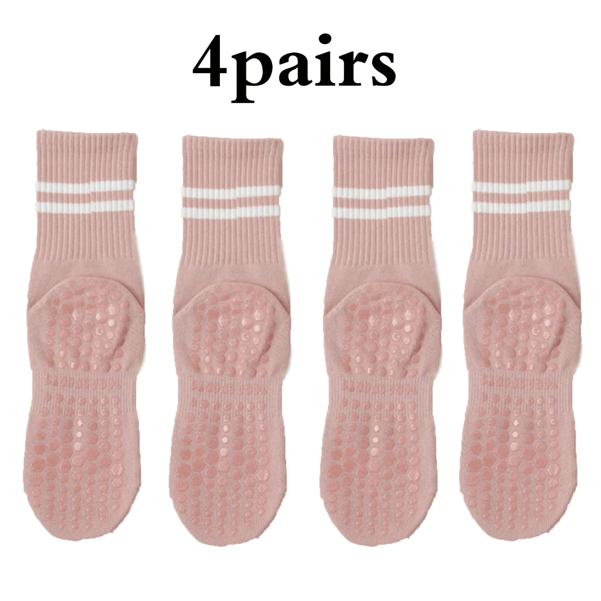 Women’s Non-Slip Pilates & Yoga Socks – 4 Pairs