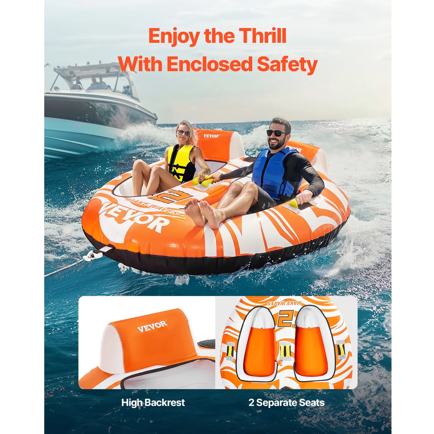 VEVOR 2-Person Inflatable Towable Boat Tubes