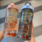 2L Sports Straw Water Bottle with Time Marker