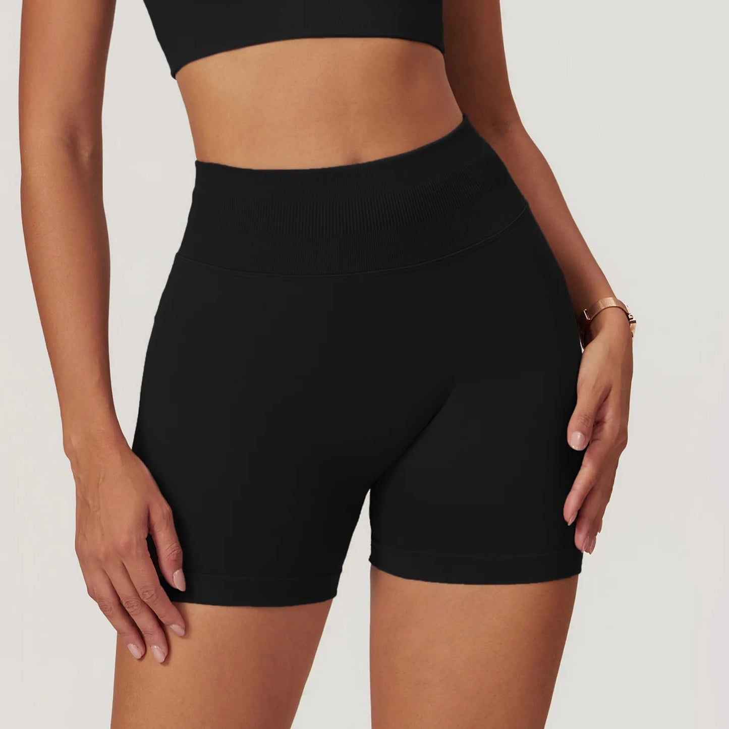 Women’s Ribbed High-Waist Push-Up Yoga Shorts