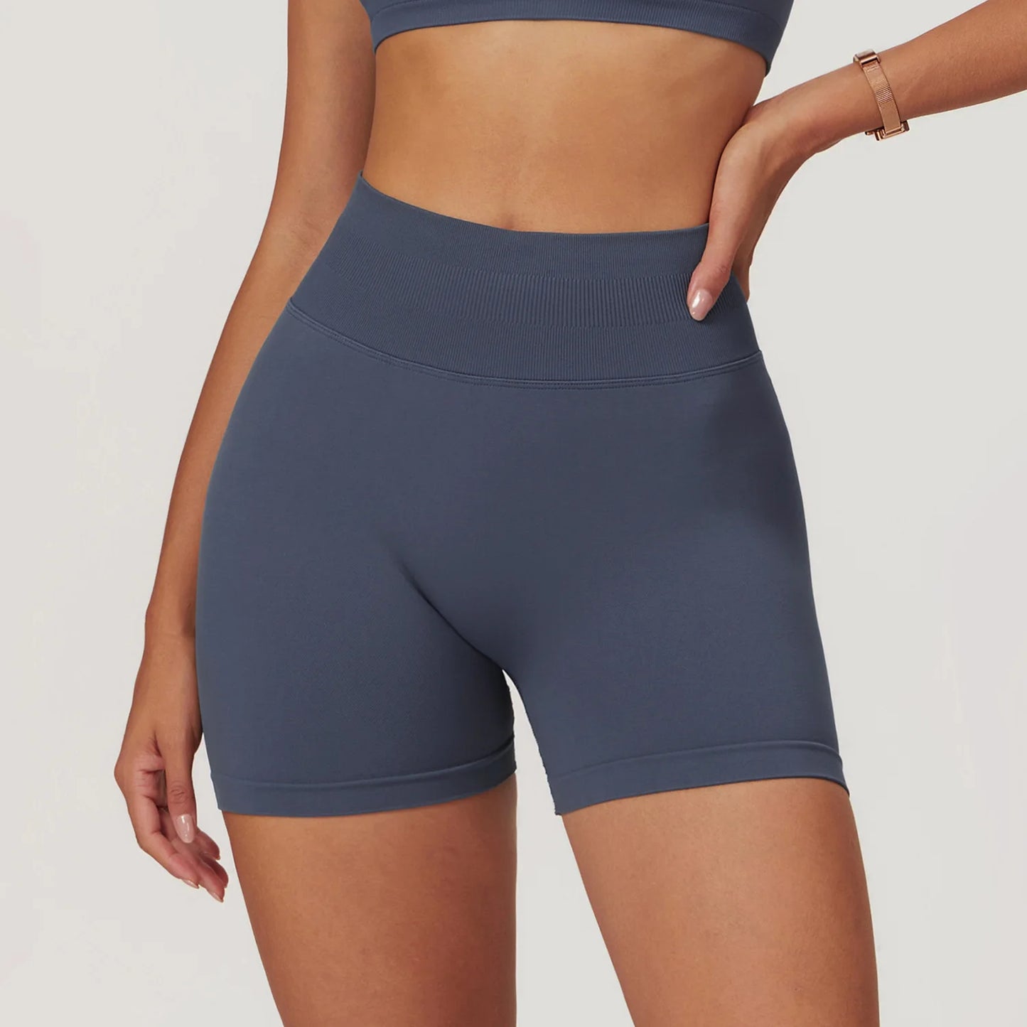 Women’s Ribbed High-Waist Push-Up Yoga Shorts