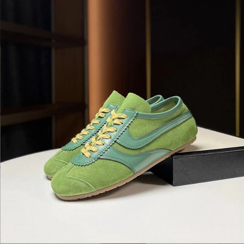 2025 Women’s German Trainer Sneakers – Retro Leather Lace-Up
