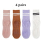 Women’s Non-Slip Pilates & Yoga Socks – 4 Pairs