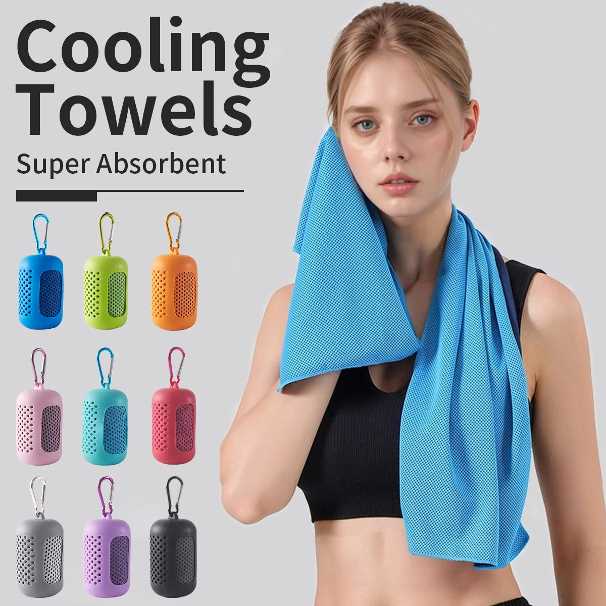 Portable Cooling Towel with Silicone Case – Quick-Dry Sports Towel