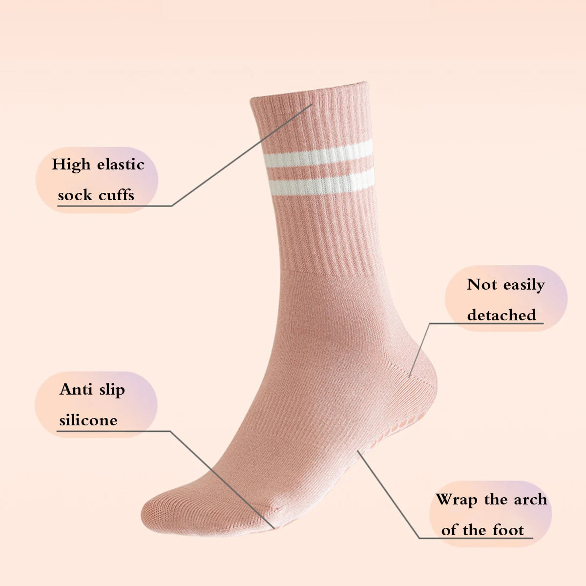 Women’s Non-Slip Pilates & Yoga Socks – 4 Pairs