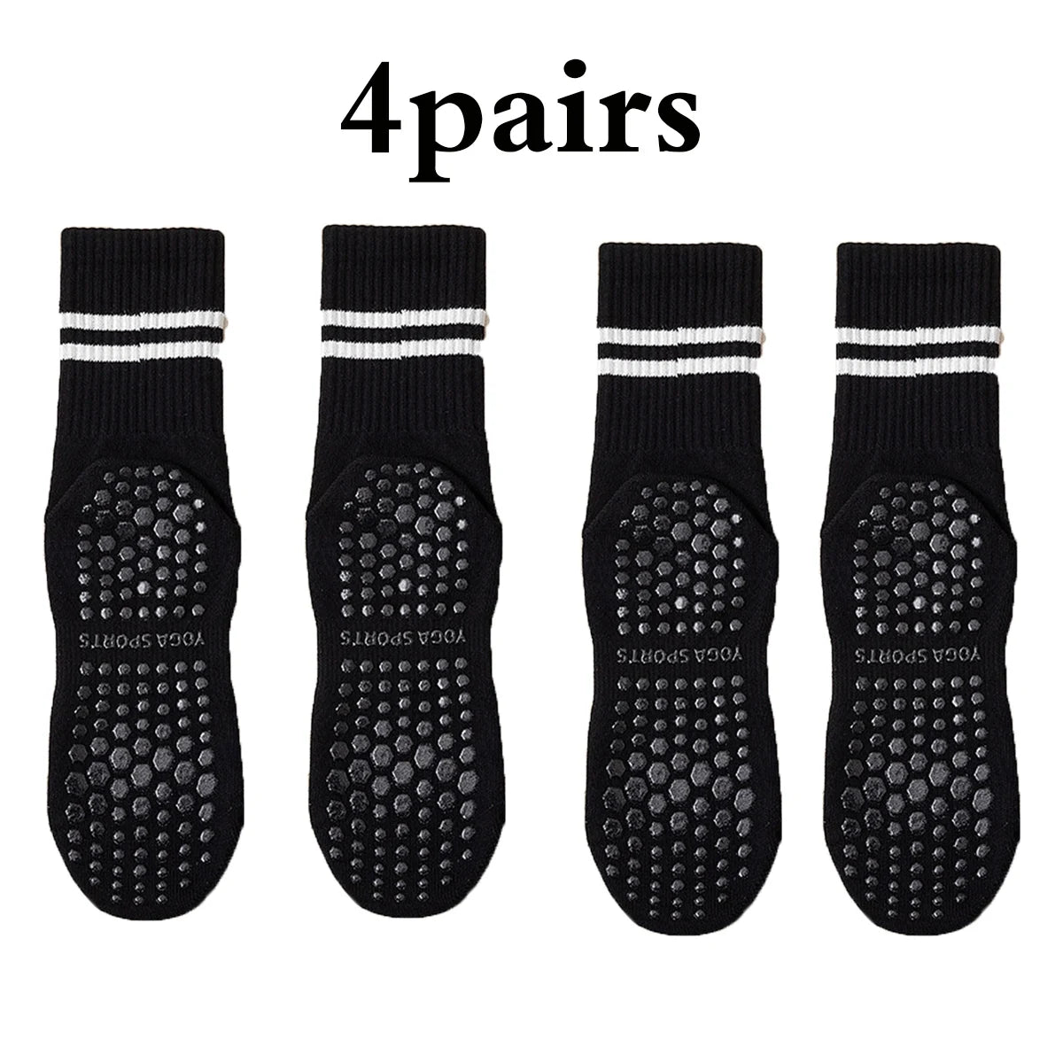 Women’s Non-Slip Pilates & Yoga Socks – 4 Pairs