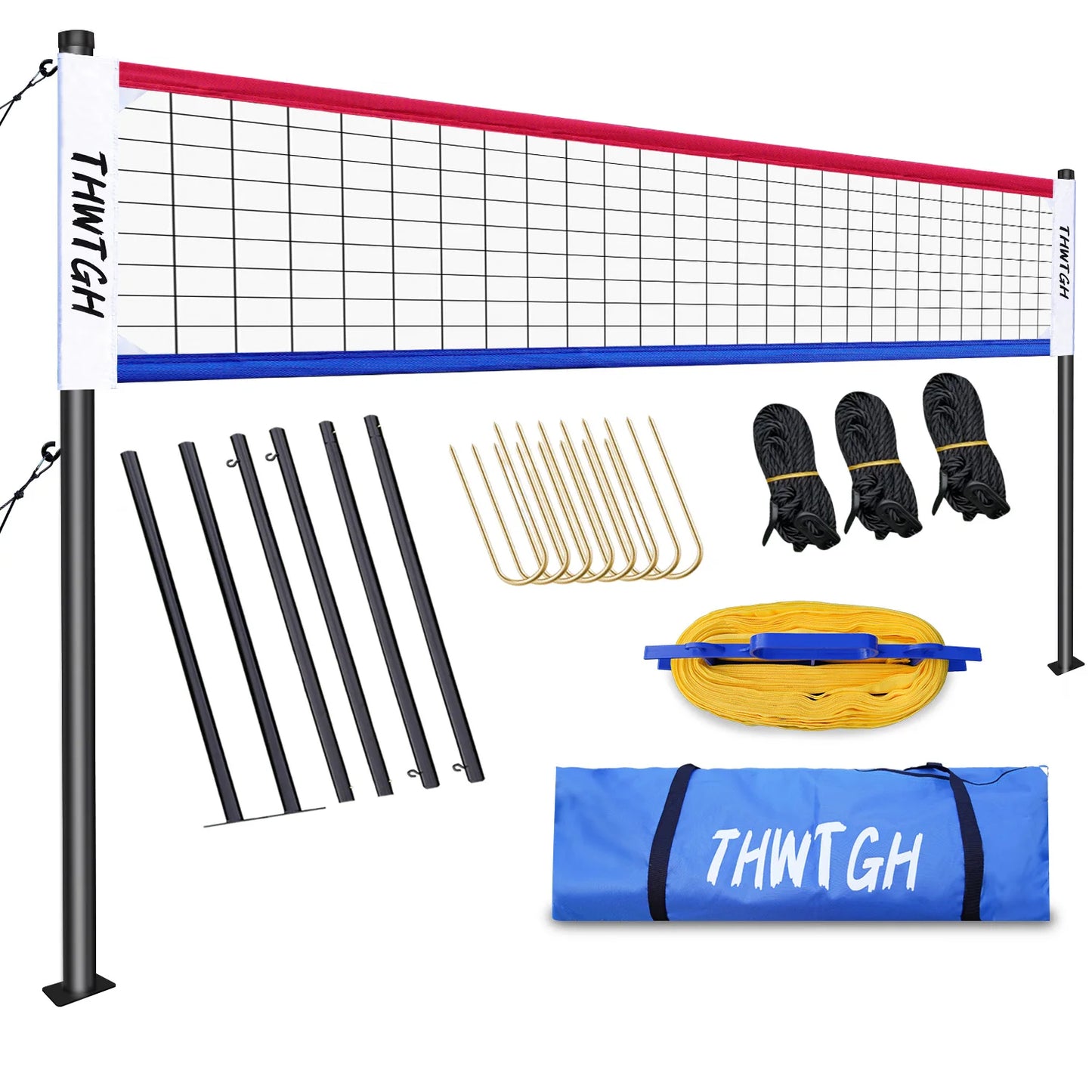 Portable Outdoor Volleyball Net Set with Adjustable Aluminum Poles