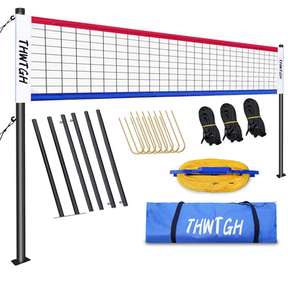 Portable Outdoor Volleyball Net Set with Adjustable Aluminum Poles