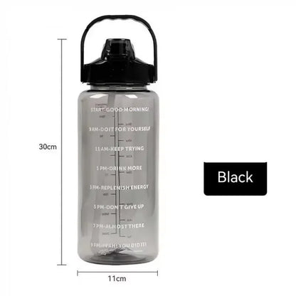 2L Sports Straw Water Bottle with Time Marker