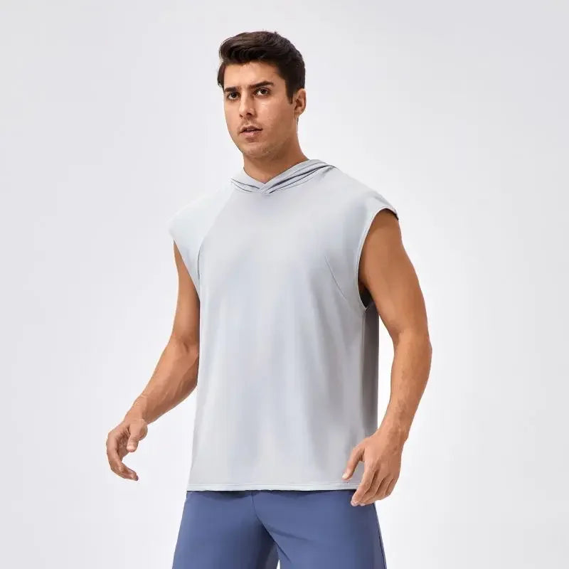 Men’s Wide Shoulder Quick-Dry Hooded Tank Top