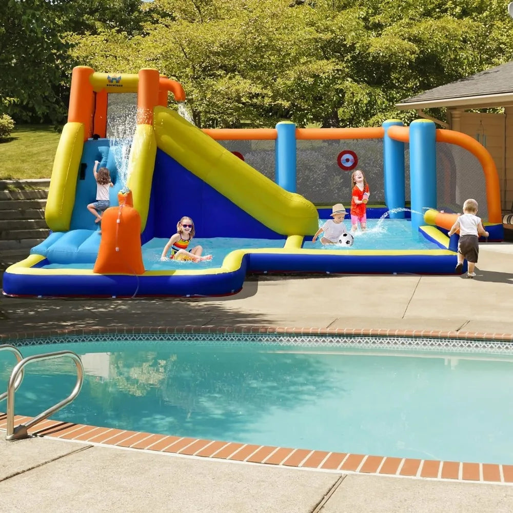 Inflatable Water Slide 15x16.5FT Mega Water Soccer Waterslide Park with Big Splash Pool