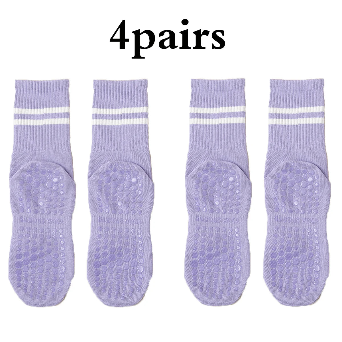 Women’s Non-Slip Pilates & Yoga Socks – 4 Pairs