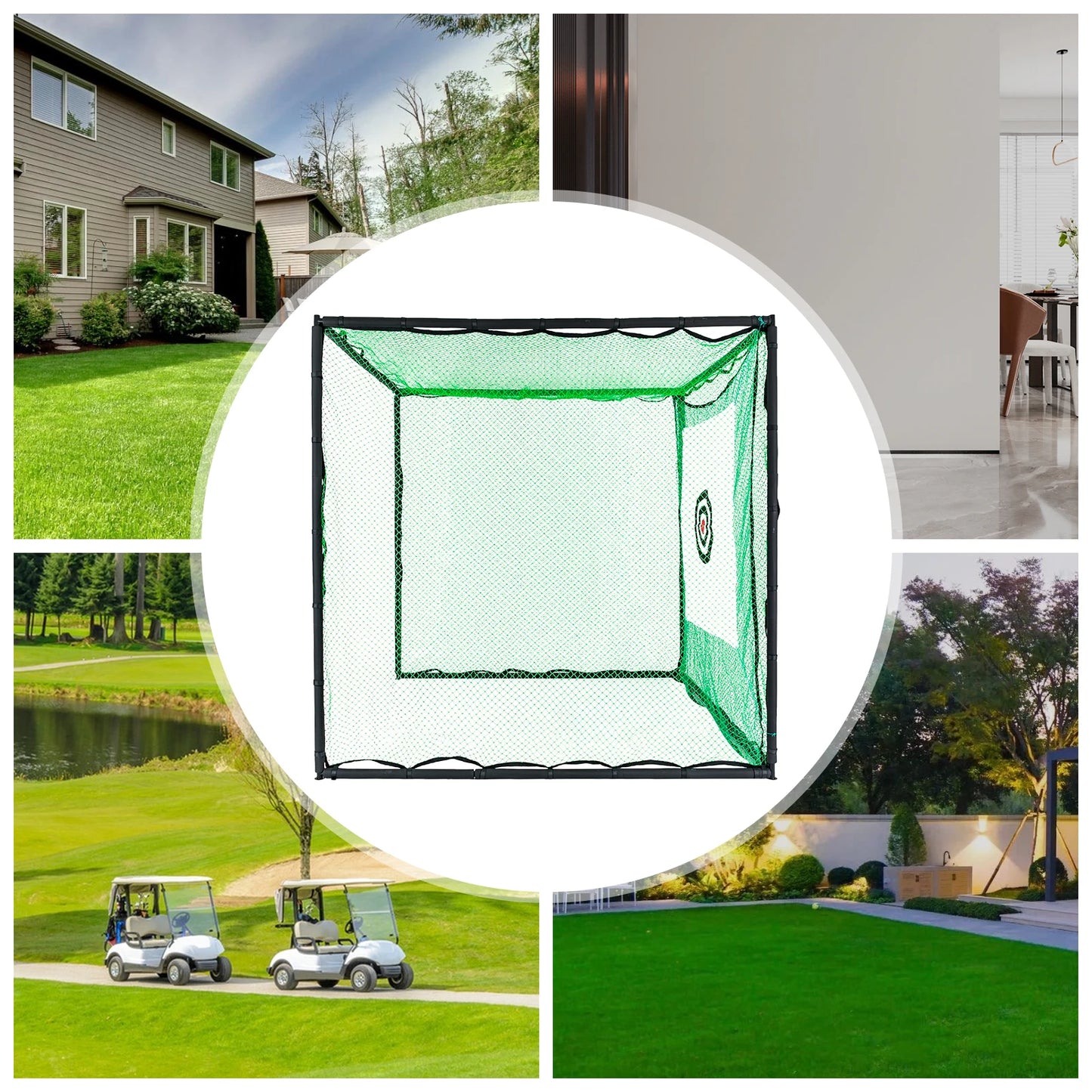 2.5M Golf Practice Net with Hitting Mat & Chipping Cage