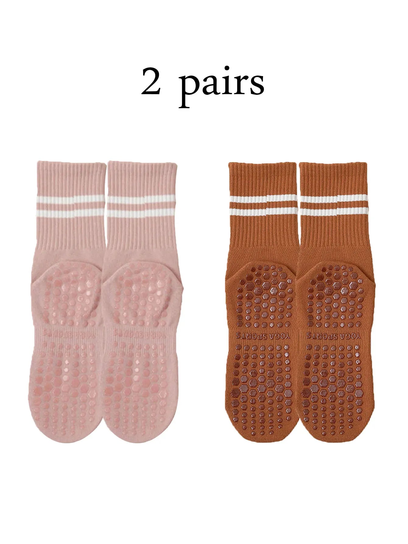 Women’s Non-Slip Pilates & Yoga Socks – 4 Pairs