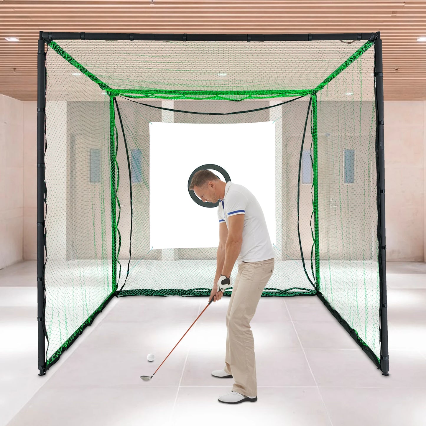 2.5M Golf Practice Net with Hitting Mat & Chipping Cage