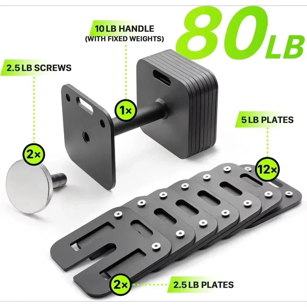 Adjustable 10-50lb Quick-Lock Dumbbell Set (Pair)