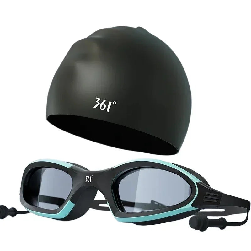 Pro Swim Goggles & Silicone Cap Set – Anti-Fog & Waterproof
